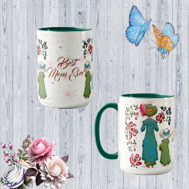 Taza Mejor Mamá Rosas Rústicos Vintage Día de la Madre