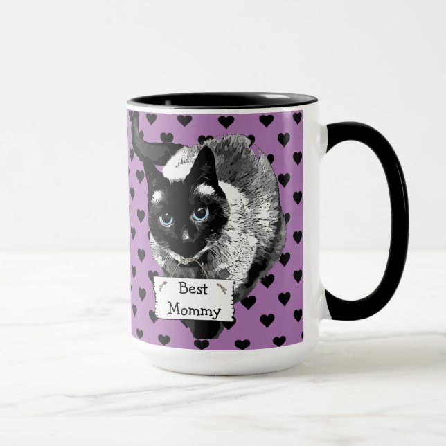 Taza "Mejor Mami gata" Gato Siamés Dama Café Mug (Derecha)