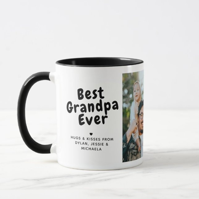 Taza Mejor mensaje de abuelo jamás de 2 Collages de fot (Izquierda)