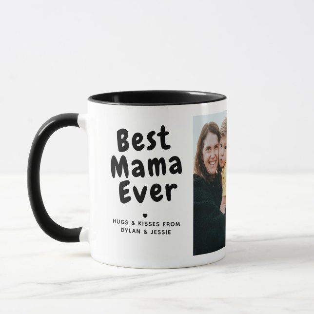 Taza Mejor mensaje de mamá de 2 Collages de fotos y Per (Izquierda)