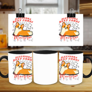 Taza Mejor Momia Corgi divertida con corazones gráficos