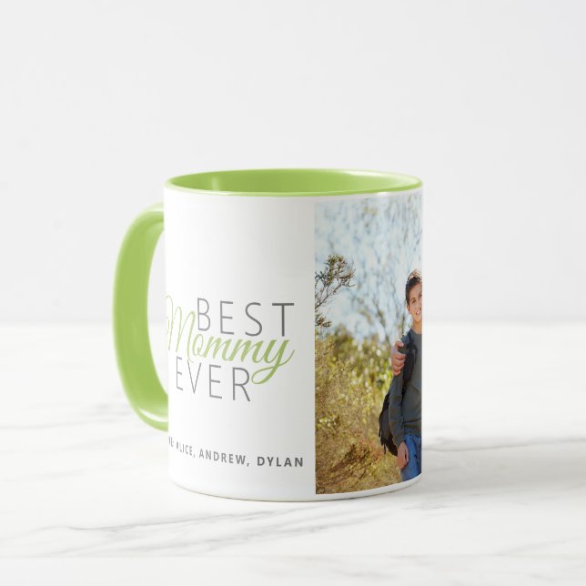 Taza Mejor Momia Verde Personalizada Una Foto (Anverso izquierdo)