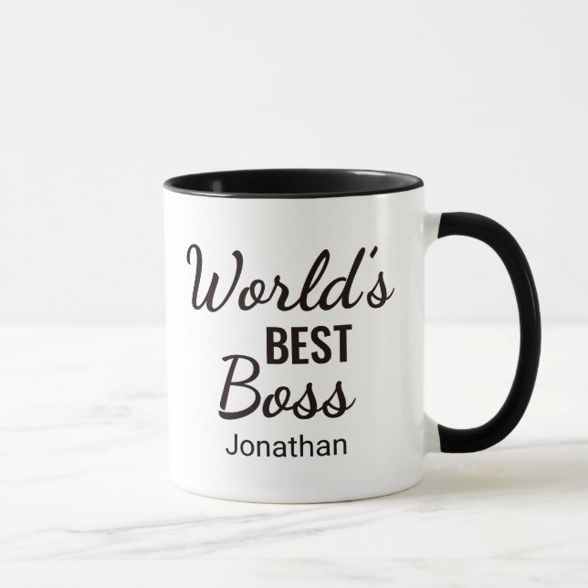 Taza Mejor Mug de Jefe del Mundo Negro personalizado (Derecha)