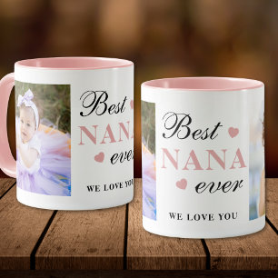 Taza Mejor Nana que te amemos nietos 2 fotos rosadas
