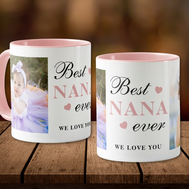 Taza Mejor Nana que te amemos nietos 2 fotos rosadas (Subido por el creador)