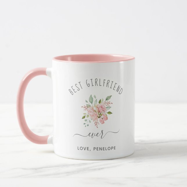 Taza Mejor Novia | Rosas rosa elegantes de Bonito (Izquierda)