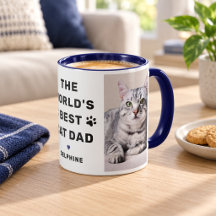 Mejor padre de gato del mundo Foto Azul Marino