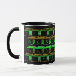 Taza Mejor papá bloquea el texto verde y marrón