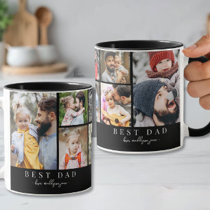 Taza Mejor Papá Collage de Fotos Blanco y Negro