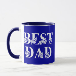 Taza Mejor papá con banderas de texto blanco