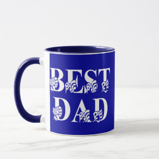 Taza Mejor papá con banderas de texto blanco