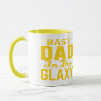 Taza Mejor Papá De La Galaxia Tipografía Vintage Dorada
