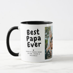 Taza Mejor Papá del Mundo Collage de 2 Fotos y Mensaje 
