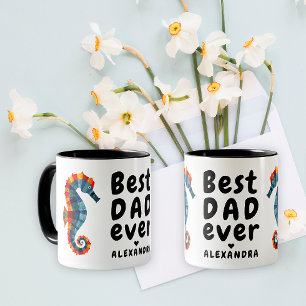 Taza Mejor Papá del Mundo Cute Caballito de Mar Colorid