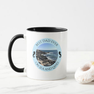 Taza Mejor Papá del Mundo Foto de Océano Azul Orilla de