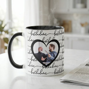 Taza Mejor Papá del Mundo Script Foto Blanco y Negro