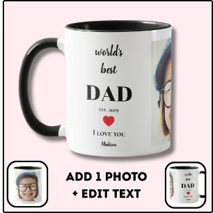 Taza Mejor Papá del Mundo Te Amo Foto Personalizada de