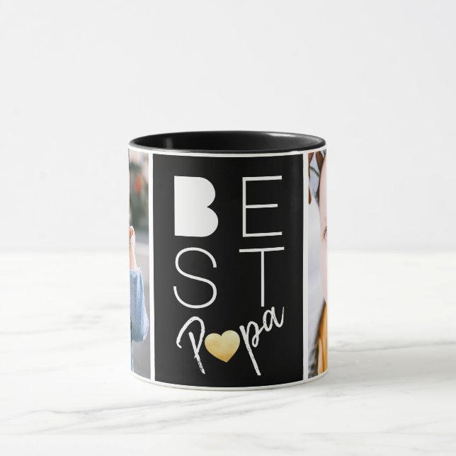 Taza Mejor Papá Dos Foto Mug Blanco Atrás (Centro)