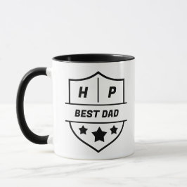Taza Mejor Papá Escudo de Iniciales Personalizadas