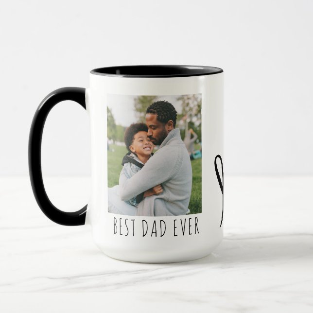 Taza Mejor Papa nunca foto completa café personalizado (Izquierda)