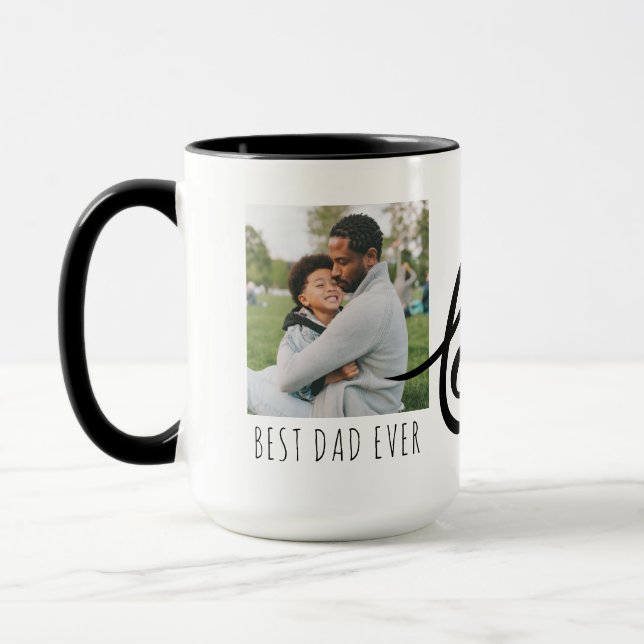 Taza Mejor Papa nunca foto completa café personalizado (Izquierda)