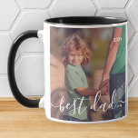 Taza Mejor Papá Nunca Moderno Sencillo Guión Reactivo F<br><div class="desc">El diseño está compuesto por una tipografía de escritura moderna y lúdica. Añadir foto familiar.</div>