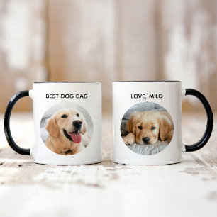 Taza Mejor Papá Perro 2 Nombre de Mascota en Foto