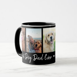 Taza Mejor Papá Perro Mascota 5 Collage de fotos Negro