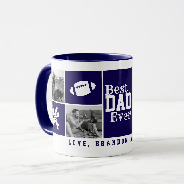 Taza "Mejor papá" personalizado de 4 Collages de fotos (Anverso izquierdo)