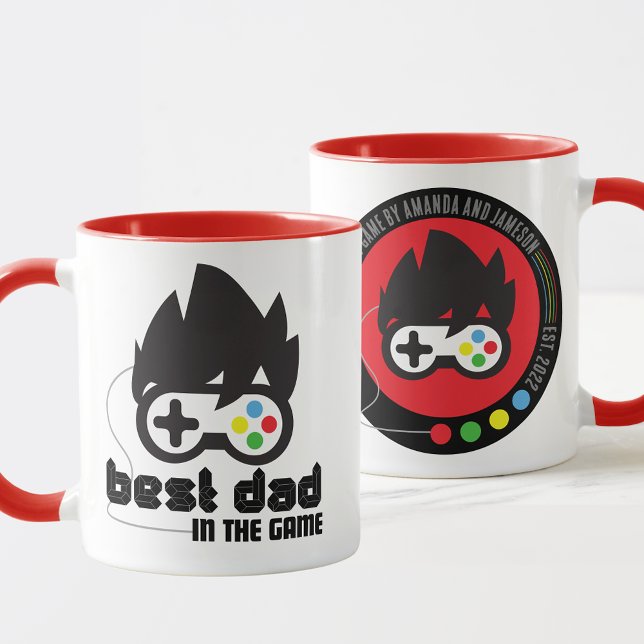 Taza Mejor Papá Único en el Juego Mug Personalizado (Unique Retro Inspired Best Dad in the Game Mug for Gaming Dad's. Great Birthday or Father's Day Gift)
