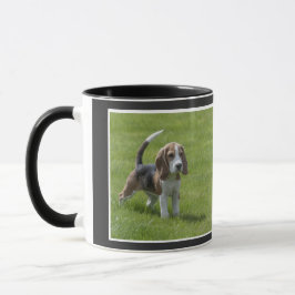 Taza Mejor perro beagle papá y orgulloso café negro