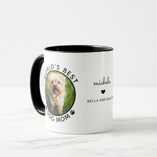 Taza Mejor Perro Mamá Dos Fotografías Modernas (Anverso izquierdo)