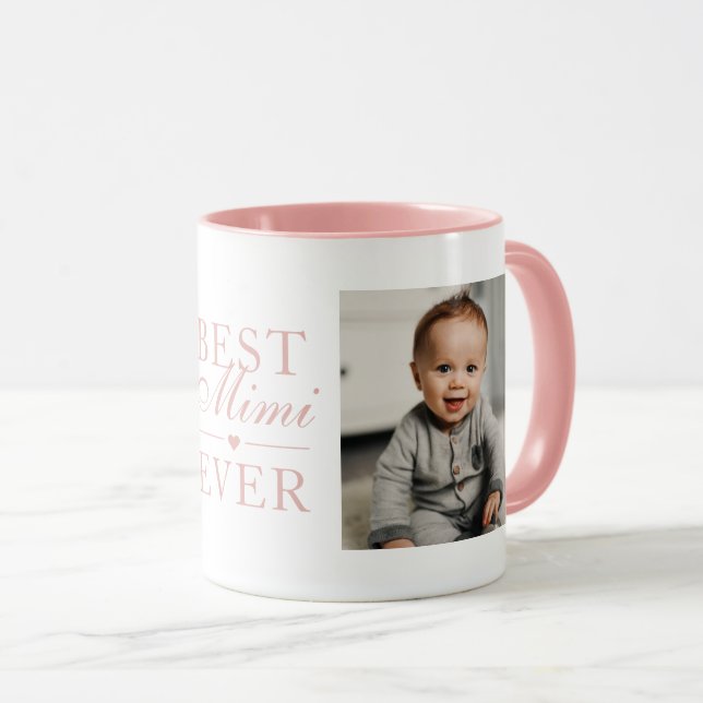 Taza Mejor Personalizado de cumpleaños rosado de Mimi j (Anverso derecho)