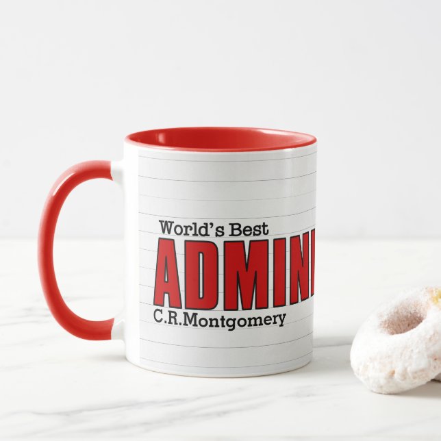Taza Mejor Profesional Administrativo del Mundo en Curs (Con donut)