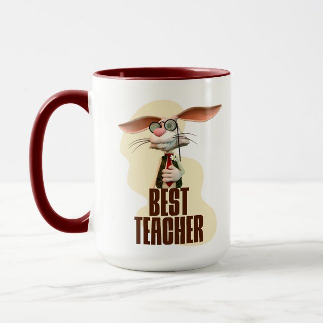 Taza Mejor Profesor Conejo de Humor de Aula (Izquierda)