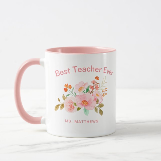 Taza Mejor Profesor de Floral Personalizada (Izquierda)