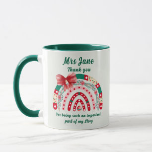 Taza Mejor profesor personalizado de arcoiris verde y r