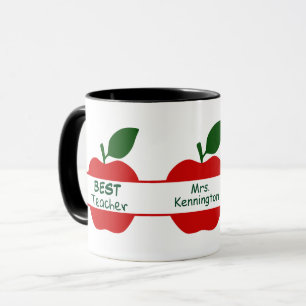 Taza Mejor profesor rojo de Apple personalizado