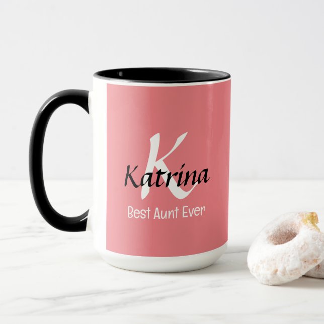 Taza Mejor regalo de nombre personalizado de monograma  (Con donut)