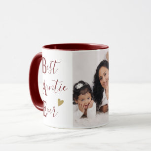 Taza Mejor Tía Personalizada Foto Granate y Dorado