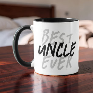Taza Mejor tío jamás moderno negro y gris Grunge