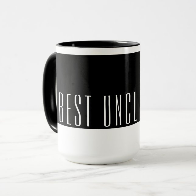 Taza Mejor TÍO moderno en blanco y negro (Anverso izquierdo)