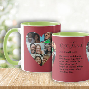 Taza Mejores Amigas Cita Foto Corazón Collage Colorido