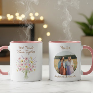 Taza Mejores Amigas Florecen Juntas Regalo Floral de Cu