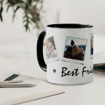 Taza Mejores amigos de fotos de Cuadros 4<br><div class="desc">Mug dulce con 4 fotos de tu elección y el texto 'Mejores Amigos' con dos corazones negros pequeños. Haría un gran regalo para una dama de honor,  hermana,  parejas,  hijos,  abuela,  etc. Muy fácil de personalizar.</div>