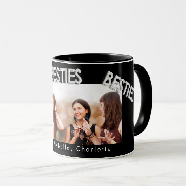 Taza Mejores amigos foto de bestias de plata negra (Anverso derecho)