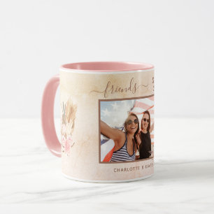 Taza Mejores amigos foto nombres pampas hierba rosa oro