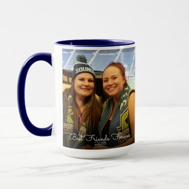 Taza Mejores amigos para siempre escritura de 2 fotos (Izquierda)