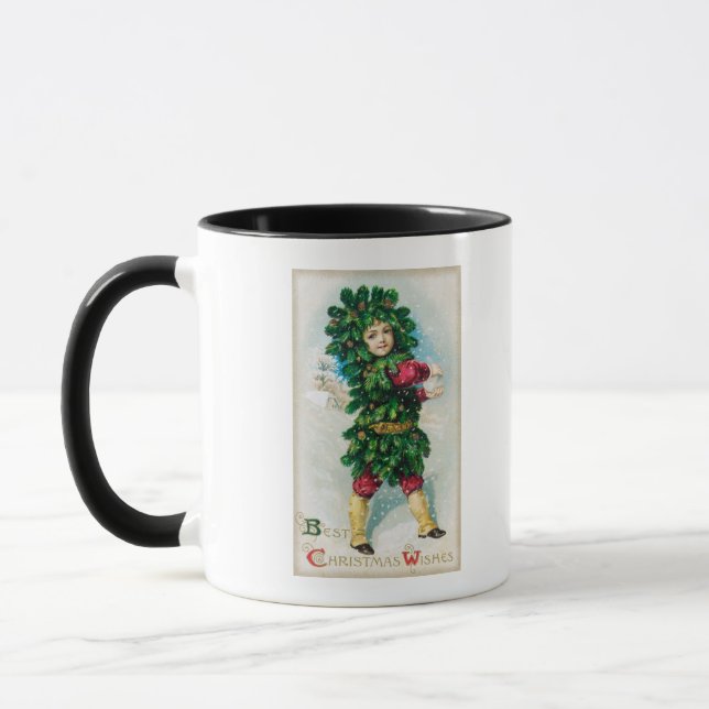 Taza Mejores deseos de Navidad Hombre en abrigo de hoja (Izquierda)