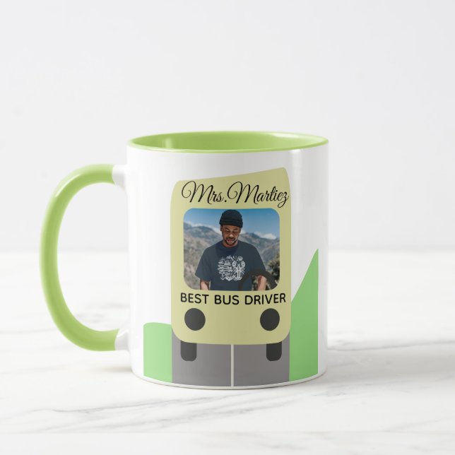 Taza Mejores regalos de fotos de conductores de autobus (Izquierda)